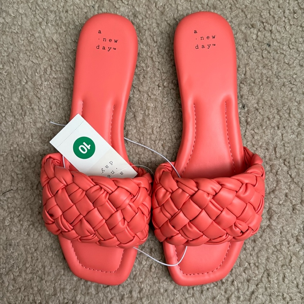 A New Day Carissa Woven Slide Sandals Size 10 Color Pink